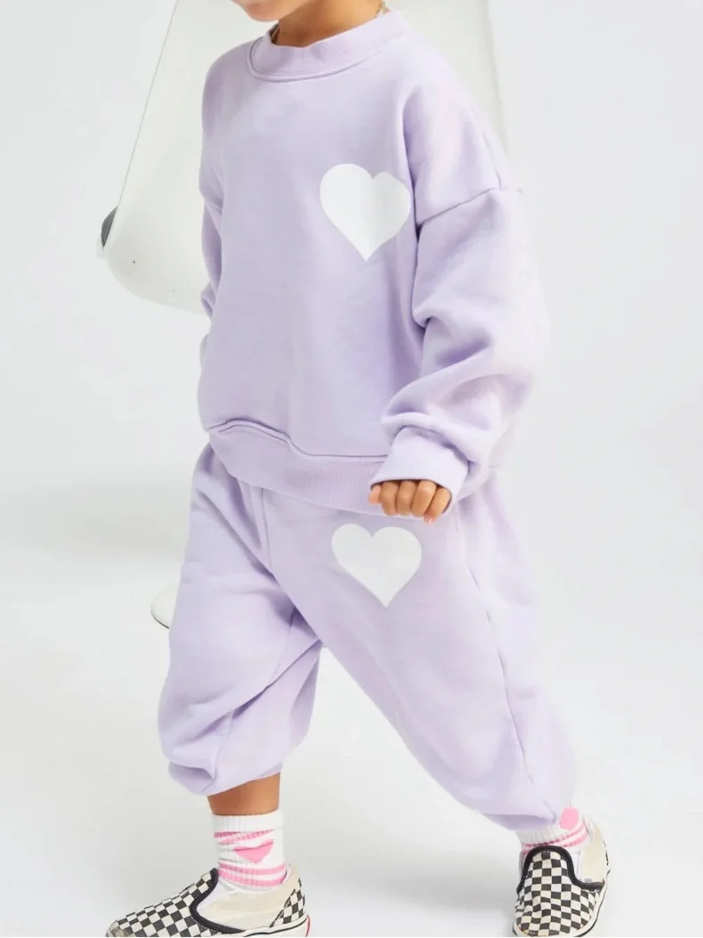NWT $176 Girl's Sz 4 Matching SPRWMN Purple Heart Sweatshirt & Sweatpants Set